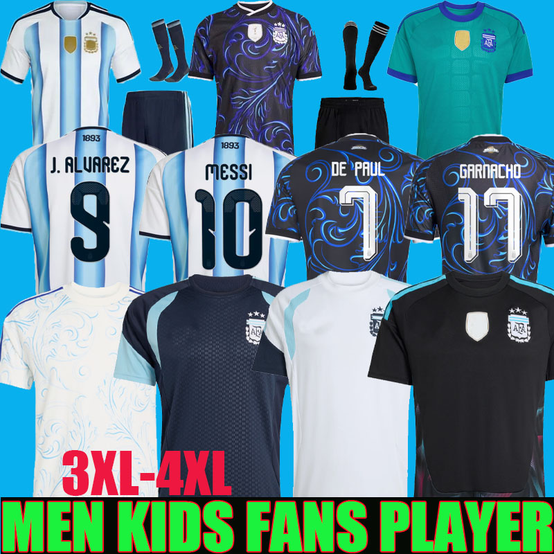 Argentina Jerseys 2026 MESSIS 50-Years Anniversary 26 27 Fans Player MAC ALLISTER DYBALA DI MARIA MARTINEZ DE PAUL Child Kids Kit Men soccer Football ShirtS