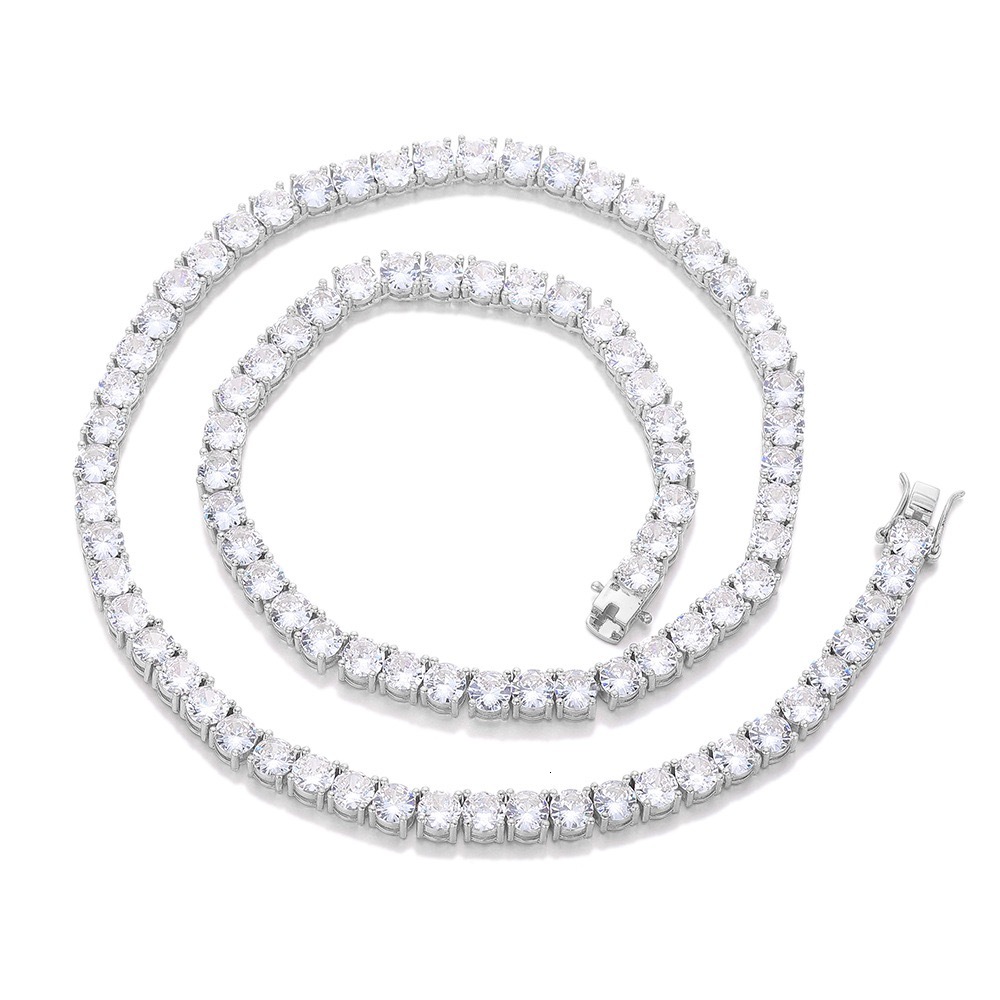 D color VVS moissanite diamond tennis chain necklace dropshipping 3mm 4mm 5mm 925 silver fine jewelry for men and women
