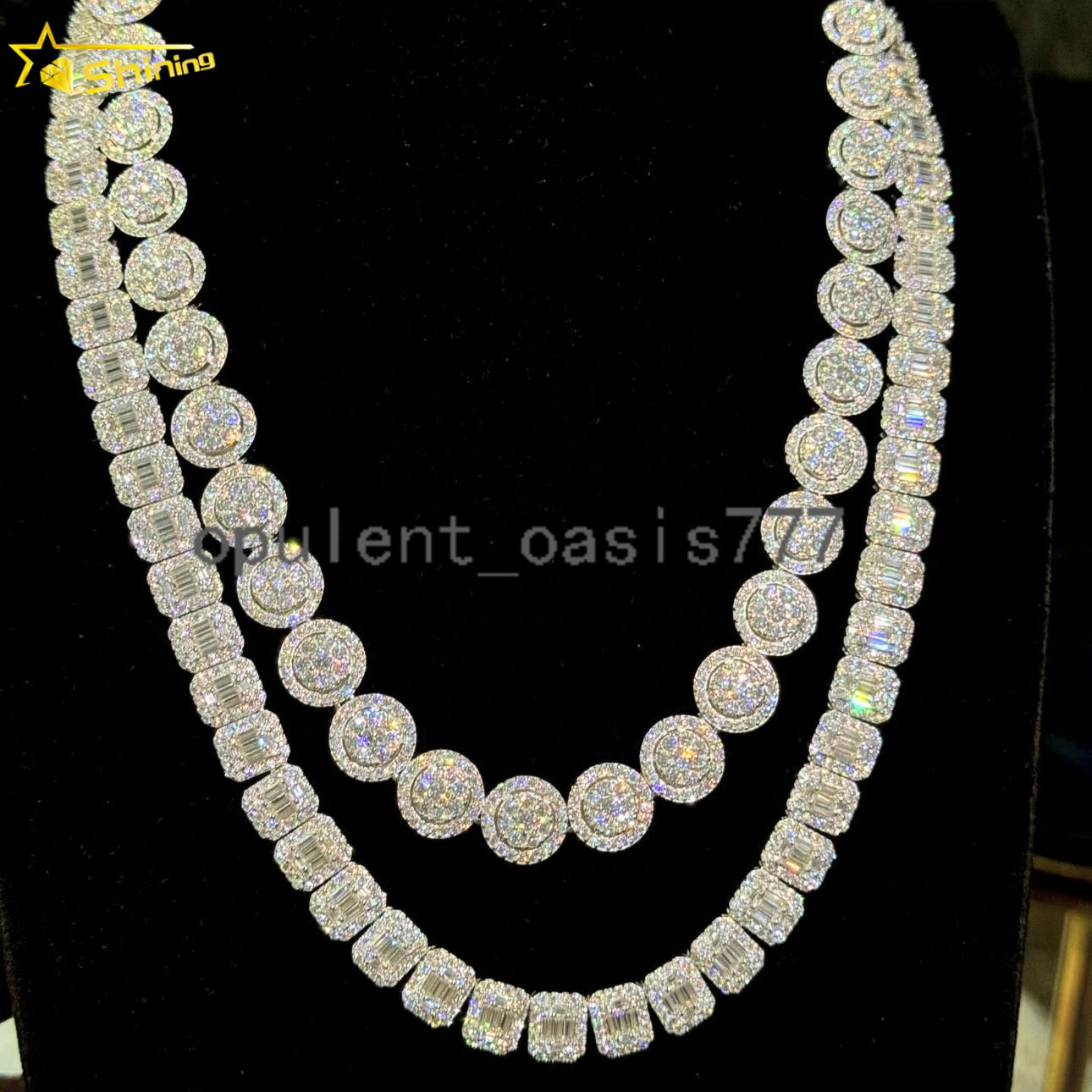 Pass Diamond Tester 9mm Chain Iced Out baguette Custom 925 Sterling Silver Hip Hop VVS Moissanite Tennis Chain