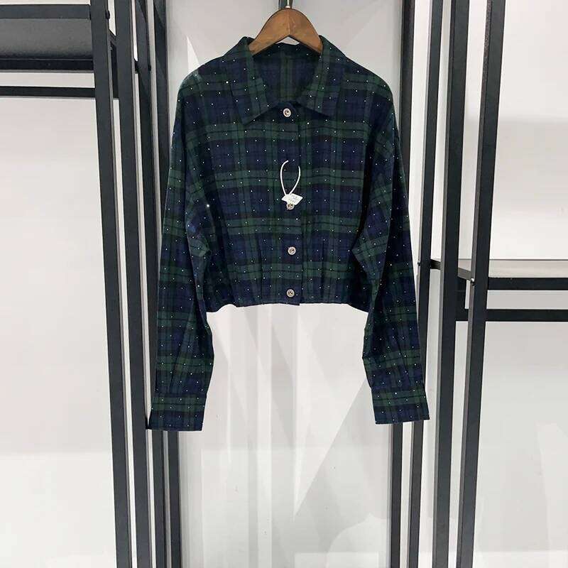 Women's Plaid Contrasting Color Top Or Midi Skirt Female Fashion Hot Stamping Blouse + Jupe 2025 New Mdng260330