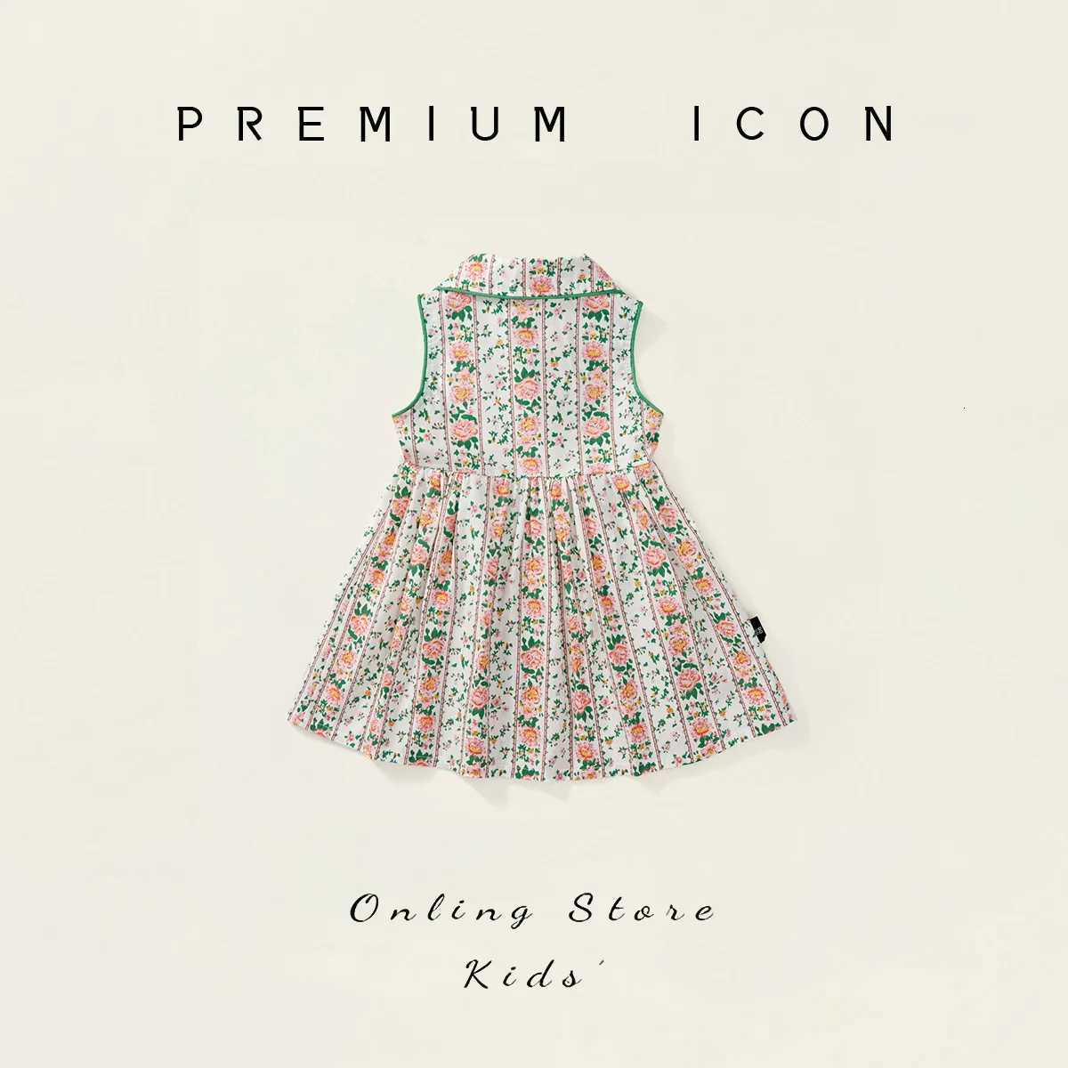 Girls Dress 2025 Summer New Item for Baby Girls Korean Version Sleeveless Doll Collar Floral Dress WholesaleT260330