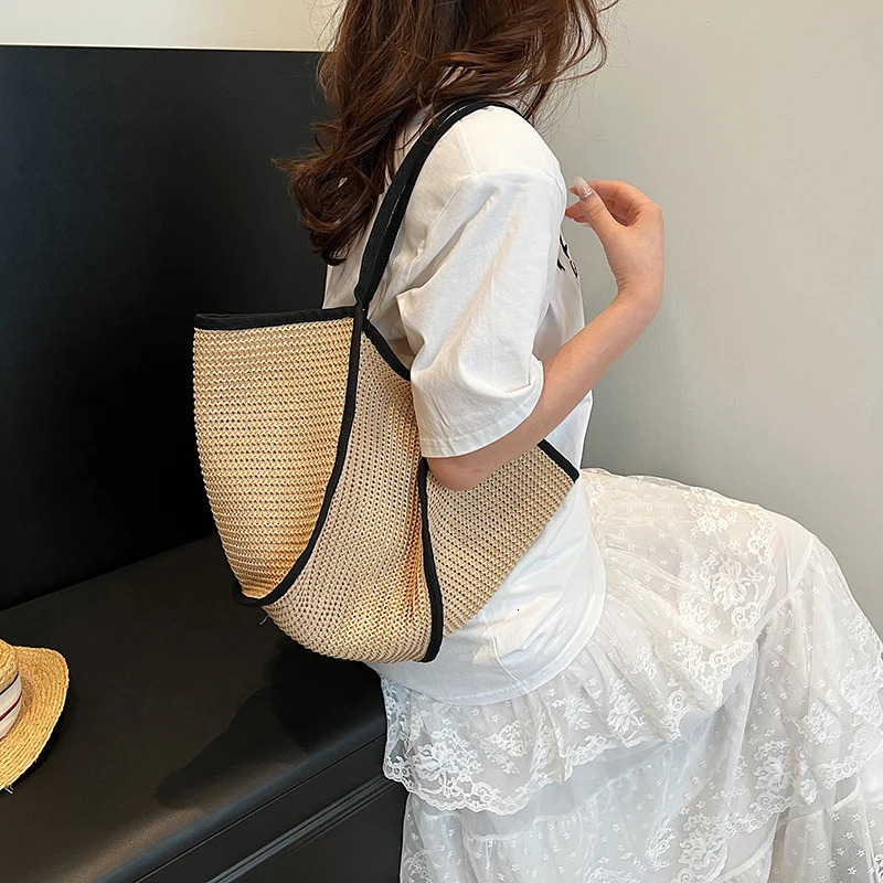 Womens Fashion Versatile Large-capacity Braid Shoulder Bags er Straw Woven Summer Beach Bags Ladies Leisure Tote Bag260316
