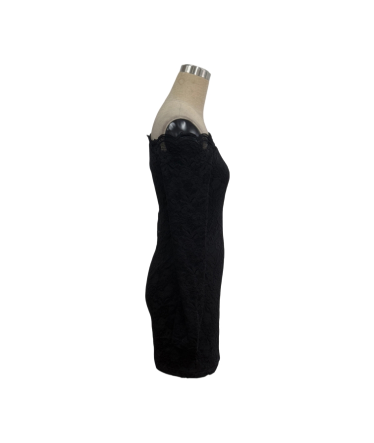 Basic & Casual Dresses Dresses 2025 Woman Lace One-length Neck Long-sleeved Slim Dress Temperament Elegant Intellect Casual Vestidos Off Shoulder Sexy