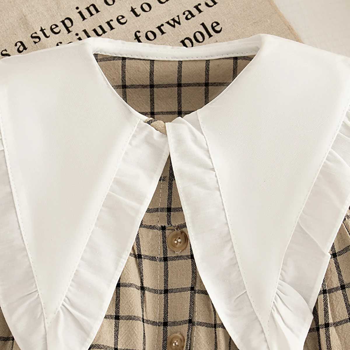 Girls Dress Spring And Autumn Checkered Cotton Long-Sleeved Baby Girl Dress Cute Collared Princess Baby Dress Baby Girl ClothesT260330