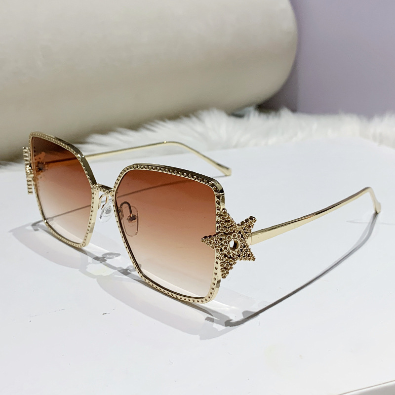 Luxury Brand Designer Sunglasses 2026 Women's European And American INS Metal Frame Sunglasses Women's Five-Pointed Star Trendy Unisex Europ