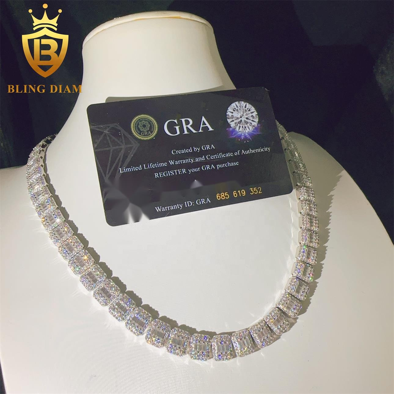 9mm Hip Hop Jewelry Iced Out Moissanite Diamond Sterling Silver 925 Cuban Link Chain Lab Grow Diamond Necklace