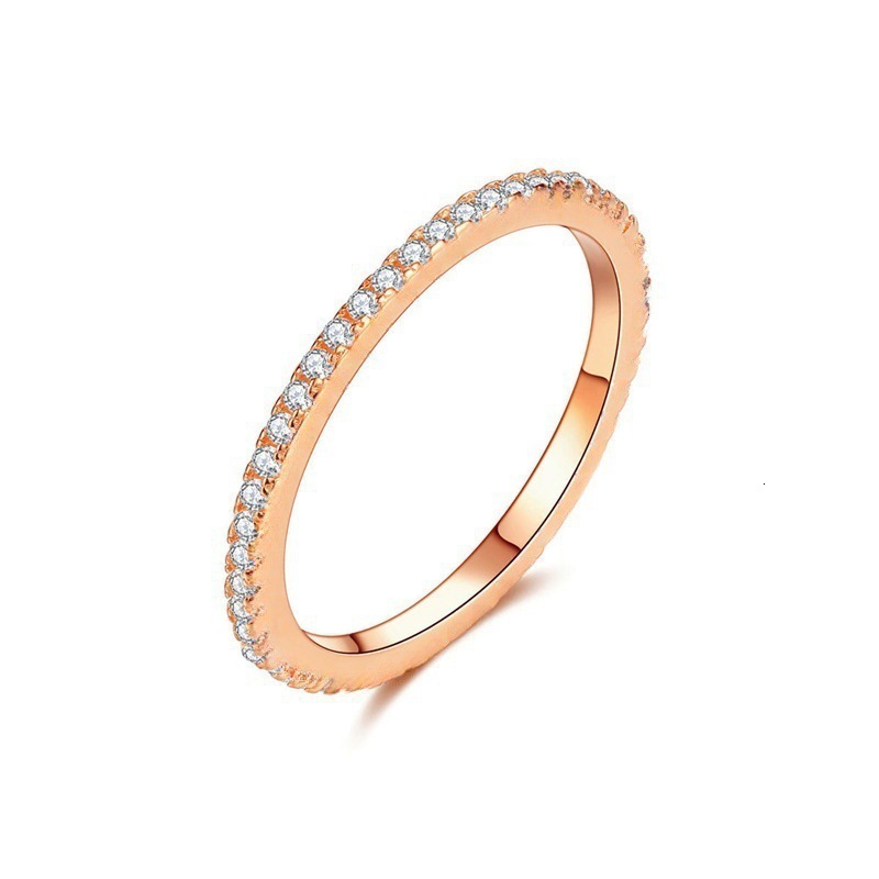 European And American Fashion Simple Full Diamond S925 14K Real Gold Personalized Couple Ring
