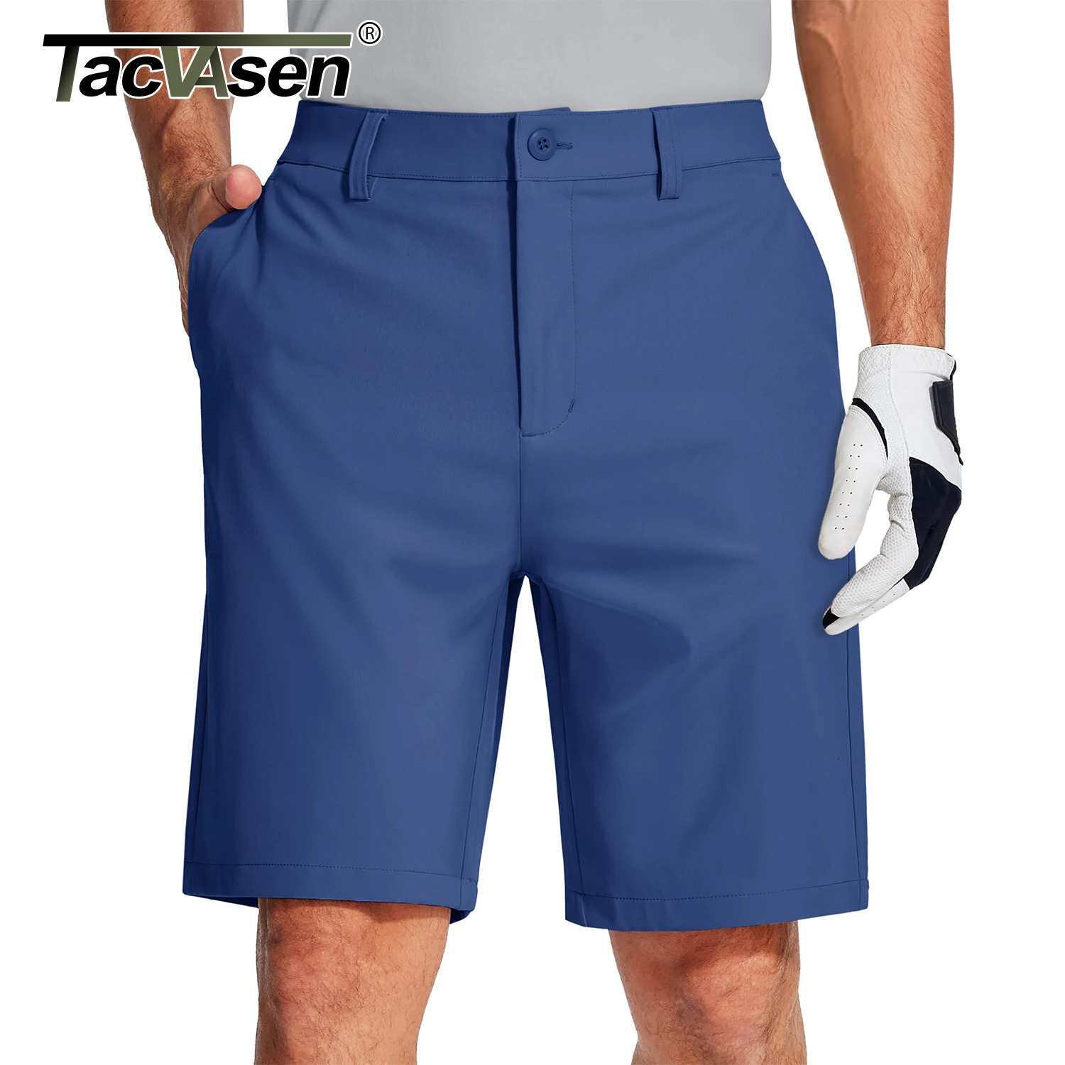 TACVASEN Golf Quick Dry Shorts Men Stretch Lighyweight Dress Work Casual Shorts with 4 Pockets Flat Front Hiking Shorts 9 Inch 260327