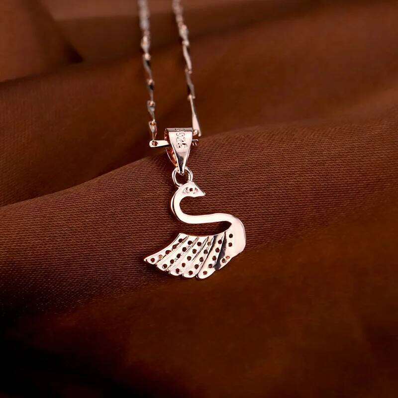 Swan Pendant Sterling Silver Necklace Dainty CZ Zircon Pendant With Crystal Tiny Swan Pendant Jewelry Adjustable Chains Wedding Birthday Party Gift Fo