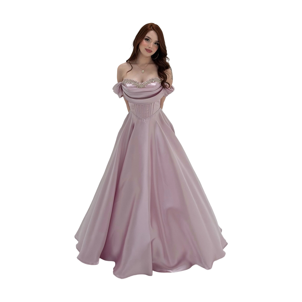 Glossy Satin Prom Dress Boat Neck Bridal Dresses Sexy Crystal Sequins Lace Evening Dress Customized Floor Length Party Gown vestido de novia