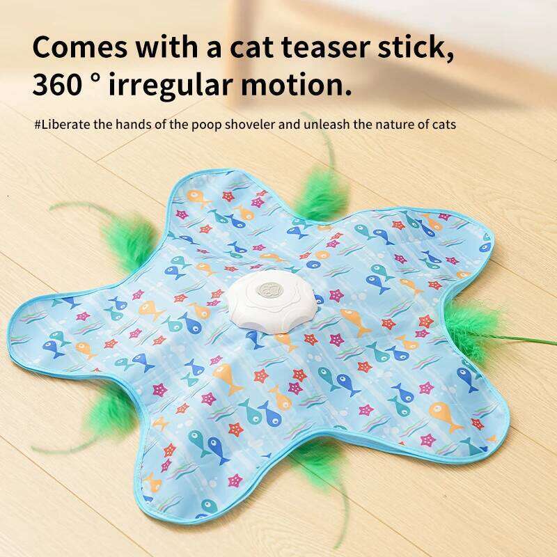 Toys Interactive Hide and Seek Cat with Mouse Squeaky Motion Activated Moving Concealed Feathers Kitten Teaser Toy