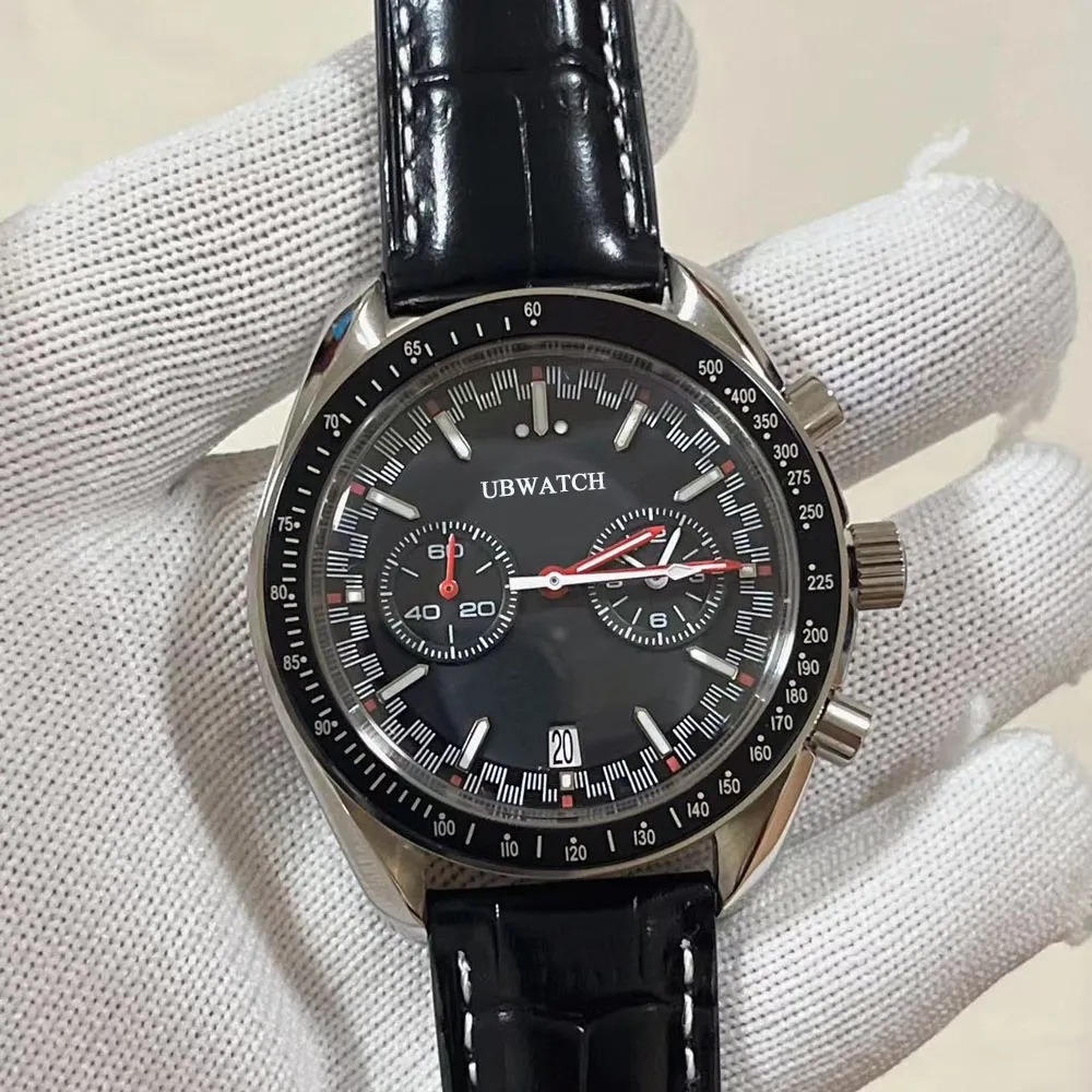42MM Luminous Quartz Chronograph Movement Sport Mens Watches Battery Power Staineless Steel Working Subdials Men's Wristwatches With Nylon Strap