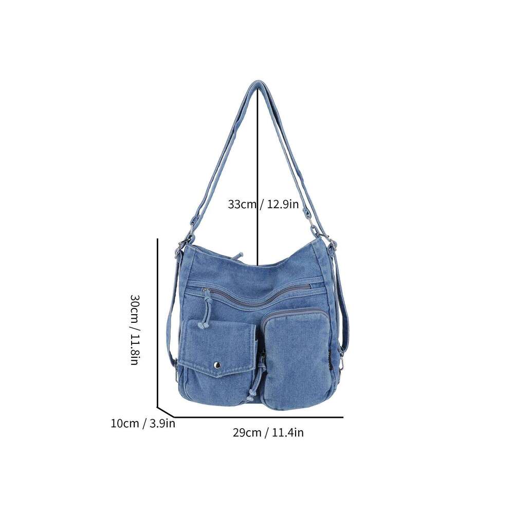 New Fashion Casual Shoulder High Quality Crossbody Denim Fabric Tote Bag Large Capacity Women S Handbags QIBALIANGPIN