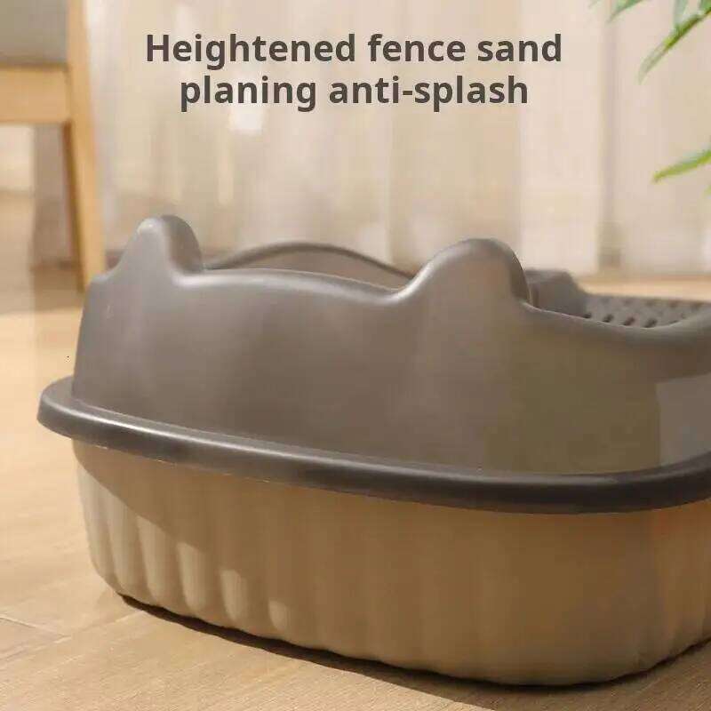 Box Thickening Kitty Sandbox Semi-enclosed High Side Splashproof Pet Bedpans with Litter Scoop Cleaning Cat Supplies