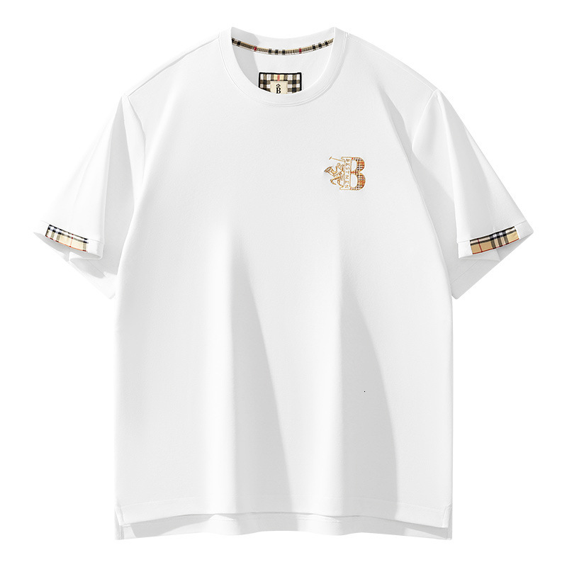 Pure Cotton Thick T-shirt Short At The Front And Long At The Back Men's Embroidered Short-sleeved T-shirt. Designer Luxury Top Fashionable And Ca