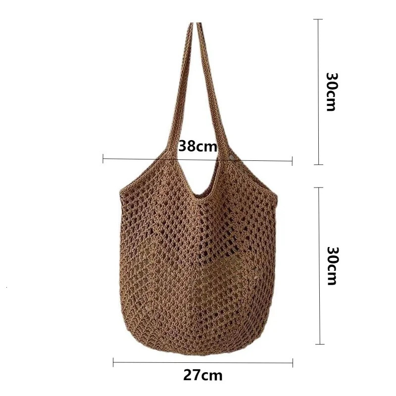 Leisure Large Capacity Cotton Woven Bag Womens Shoulder Bags Casual Straw Wicker Woven Ladies Handmade Beach Tote Messenger Bag260316