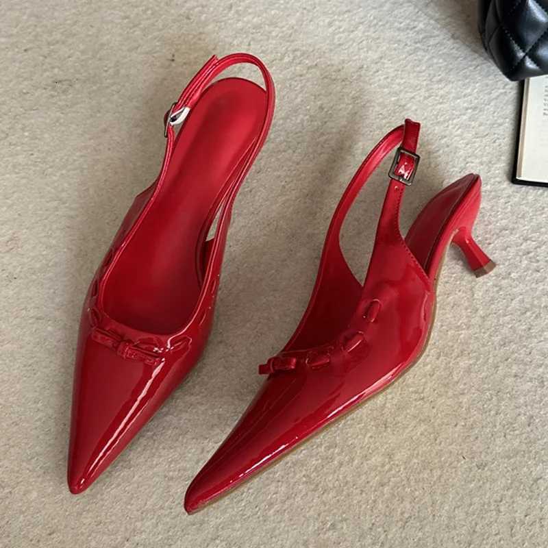 Eilyken New Fashion Butterfly-knot Buckle Strap Woman Pumps Elegant Slingbacks Thin Low Heels Wedding Party Shoes Z260330