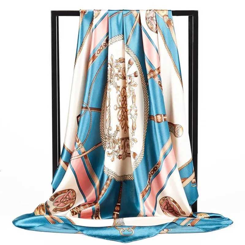 Fashion Shawl Scarves For Women Floral Print Silk Satin Hijab Scarf Female Wraps 90X90CM Square Shawls Bandana Scarfs For Ladies Z260330
