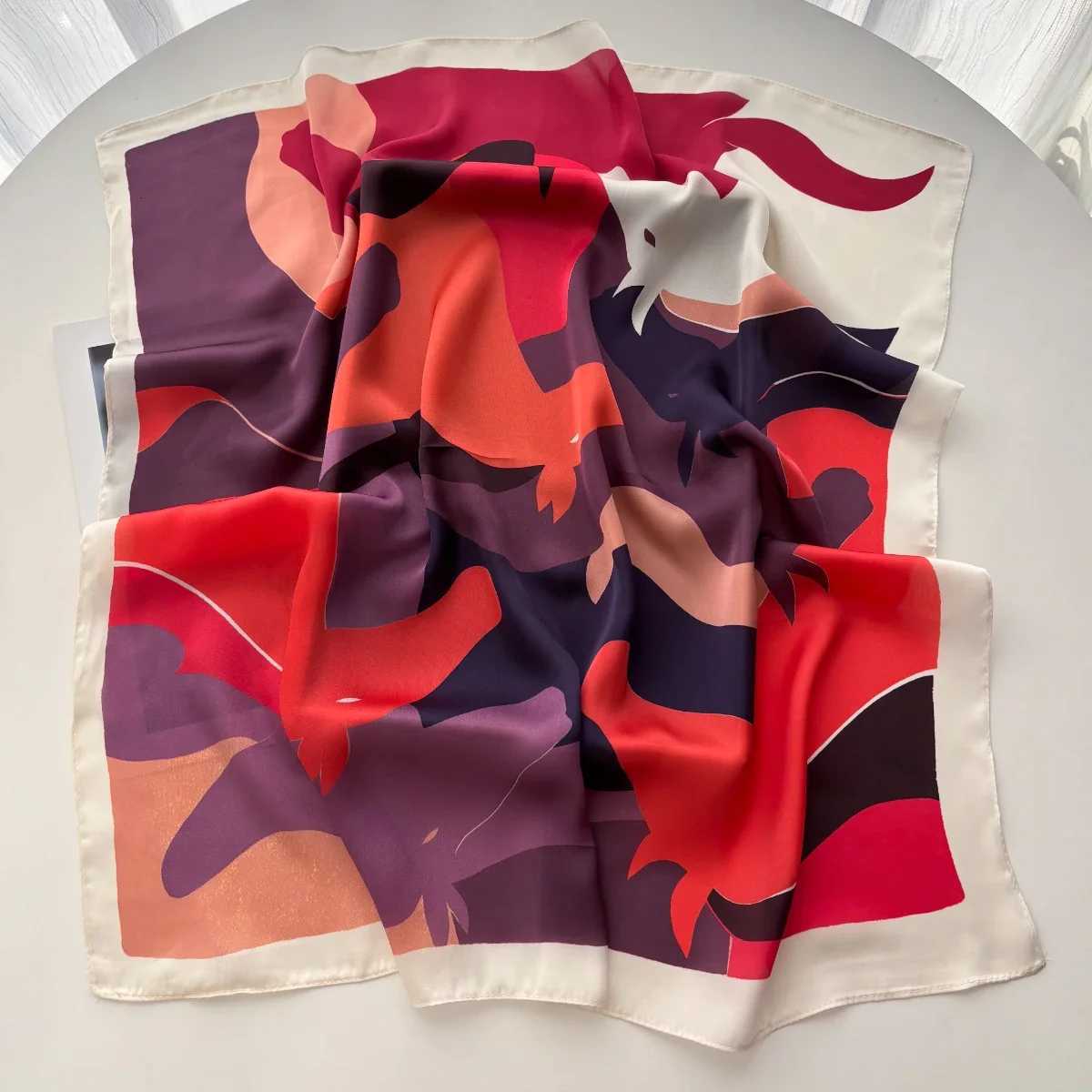 Square Scarf Silk Imitation Floral Print Neckerchief Bandana Lady Shawl Scarves Wrap Head Hair Band Ties 2026 Women Z260330