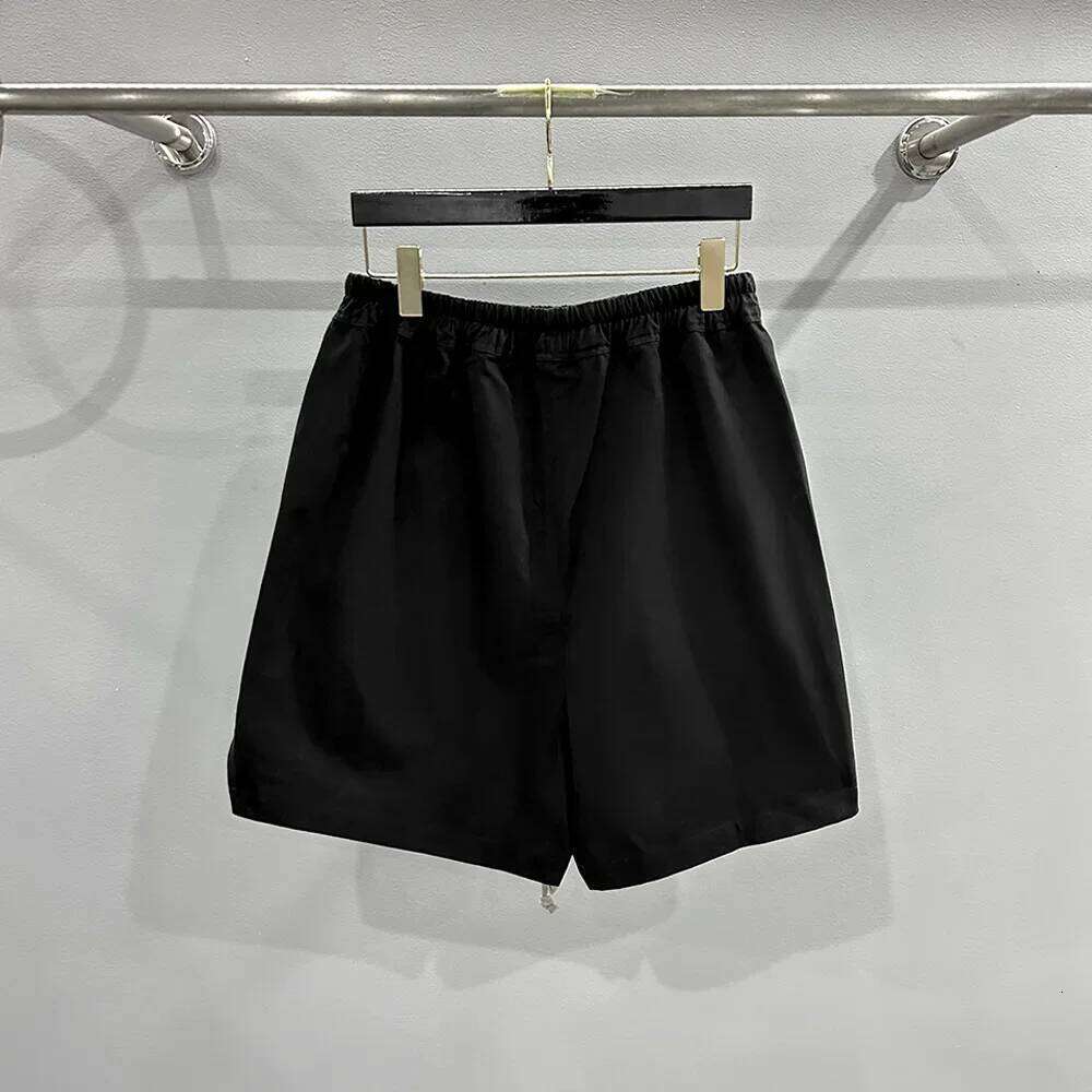 High Quality Cotton Men's Spring/Summer Basic Black Rick Style Split Drawstring Elastic Adjust Waist Casual Shorts