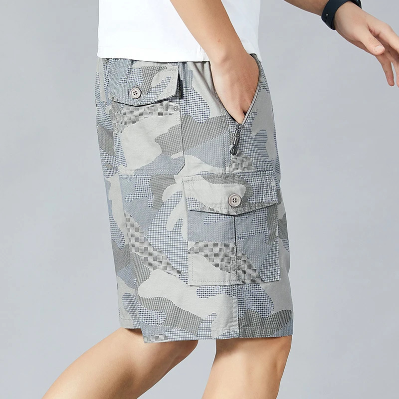 Mens Camo Shorts Elastic Waistband Casual Cargo Shorts Hiking Running Male Clothes Athletic Plus Size Y2K Knee Short Pants 260327