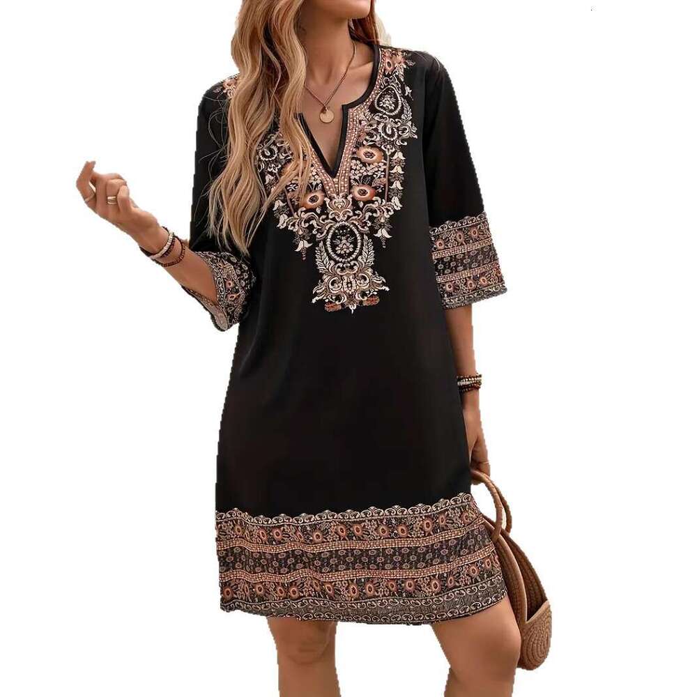In-stock cross-border Amazon summer new women's dress, European and American sexy floral black dress