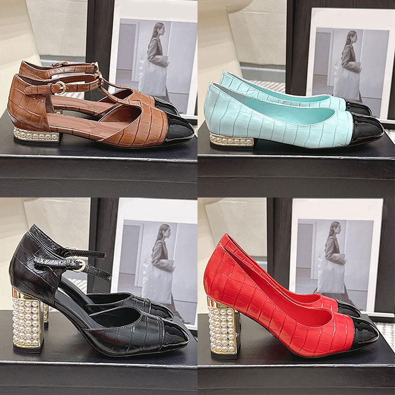 High Heels Designer Womens Pearl Heel Women Sandals 26SS Spring Summer New Collection Womans Mary Jane Baotou Sandals Leather outsole Fashion Party Vacation