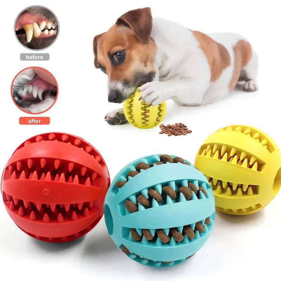 Dog Interactive Rubber Puppy Chewing Toys Pet Tooth Cleaning Ball Cats Pets Food Treat Feeder Silicone Balls Toy