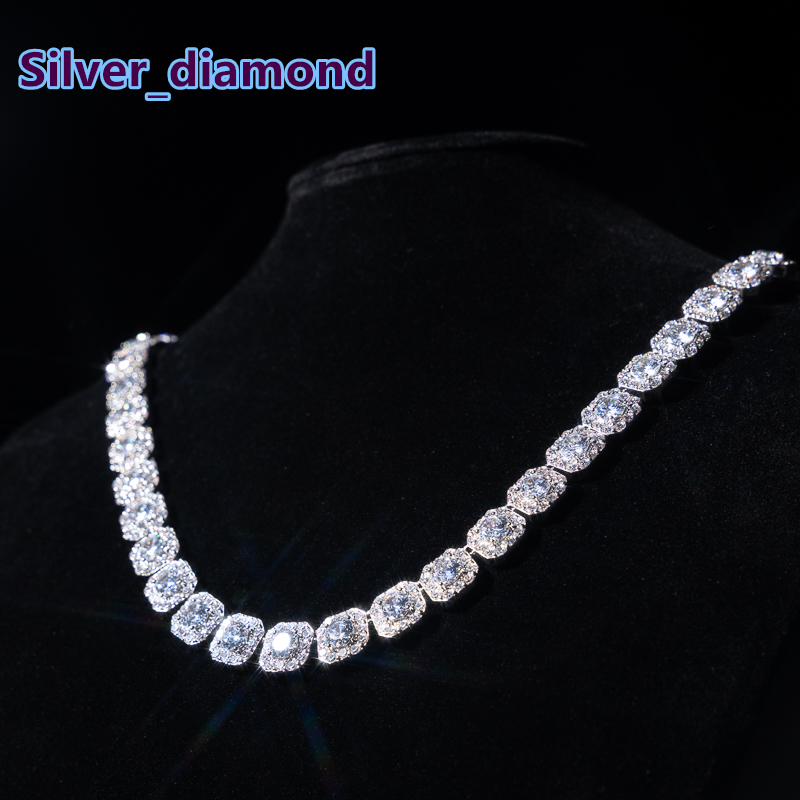 Custom Fashion Rock Candy Necklace Iced Out VVS Moissanite Chain Exquisite 925 Silver Diamond Necklace Tennis Chain Gift