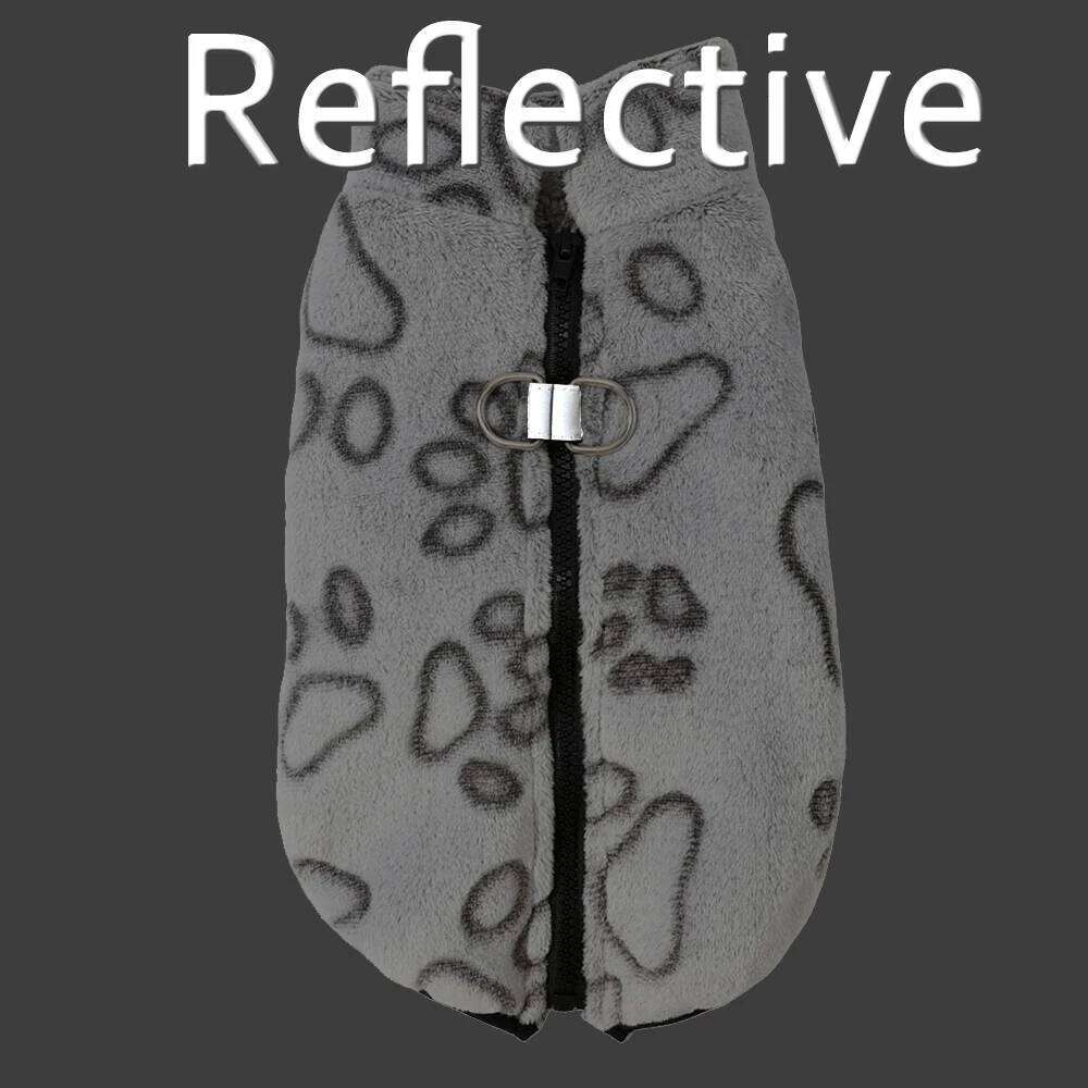 Reflective Pet Dog Jacket Coat For Small Medium Dogs Cats Winter Soft Fleece Puppy Footprint Clothes Yorkshire Clothing