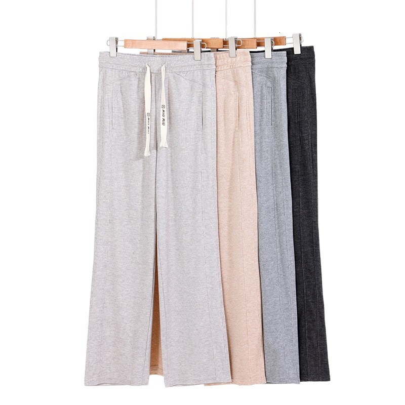 New slim-fit straight-leg pants for spring and summer, casual drawstring versatile wide-leg breathable women's long pants