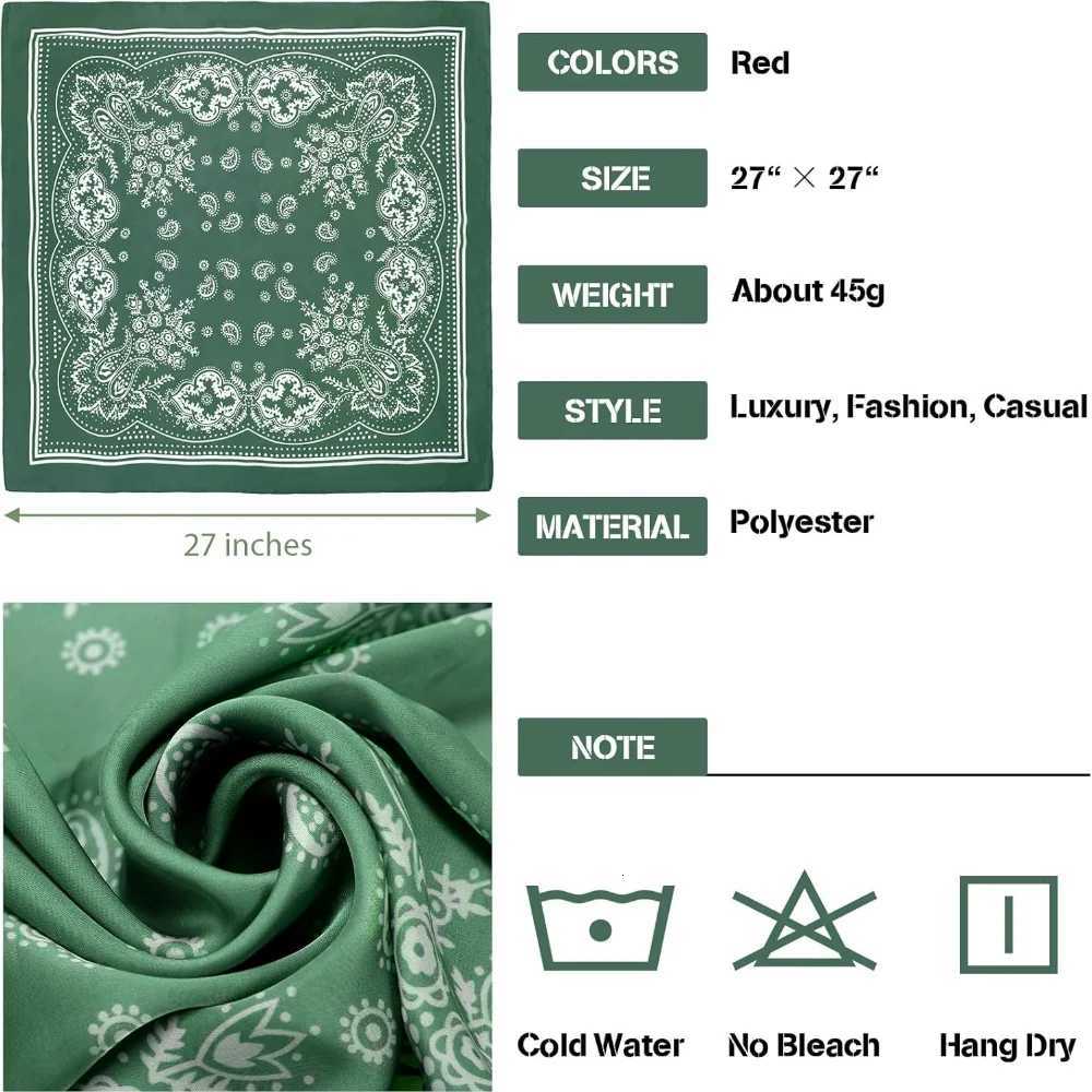 Syhood 70cm Square Satin Scarves Satin Banda for Wen Satin band Scarves Silk Feeling Scarf Boho wear X260328