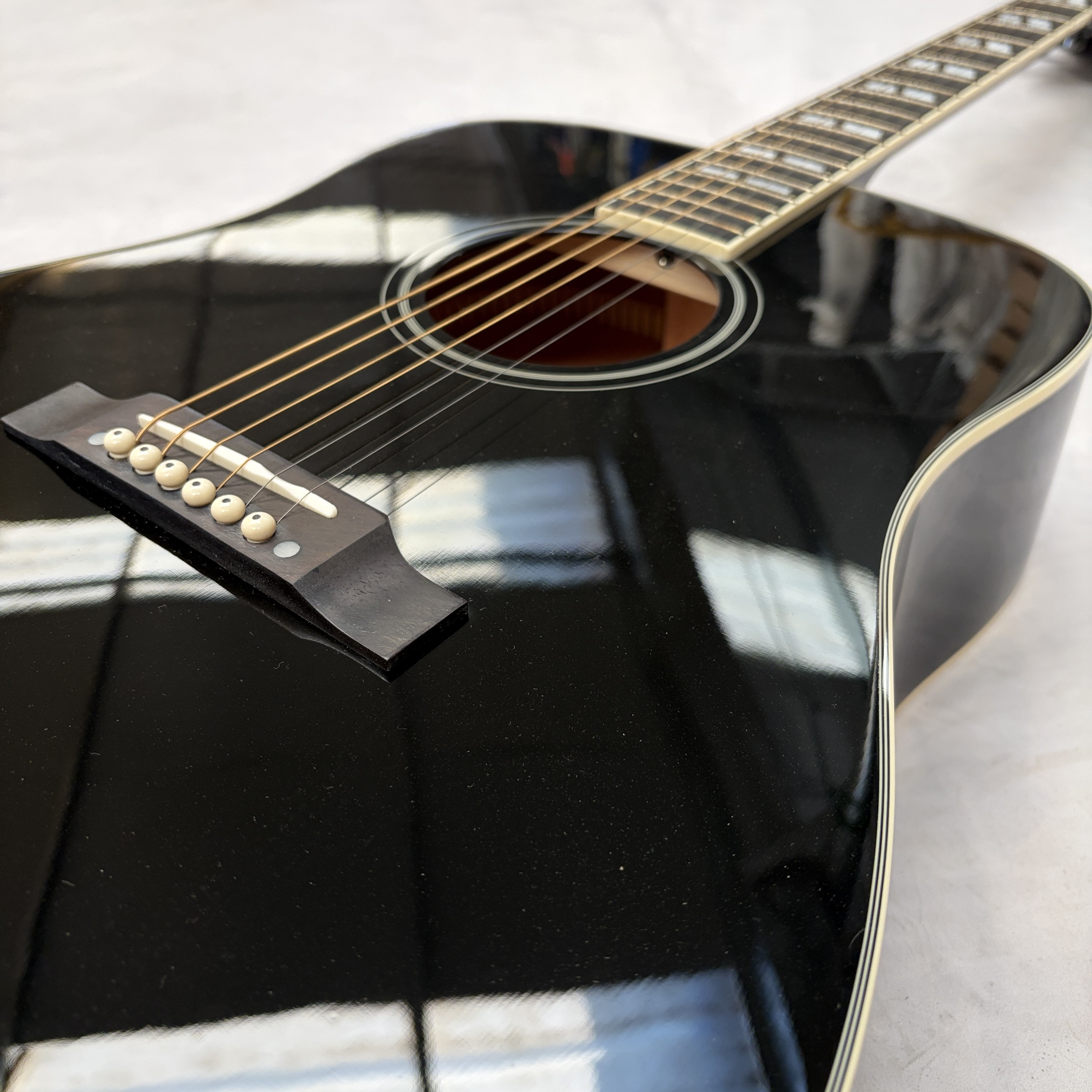 Black Acoustic Guitar Solid Spruce Top Professional Musical Instrument, 41 INCH With Case