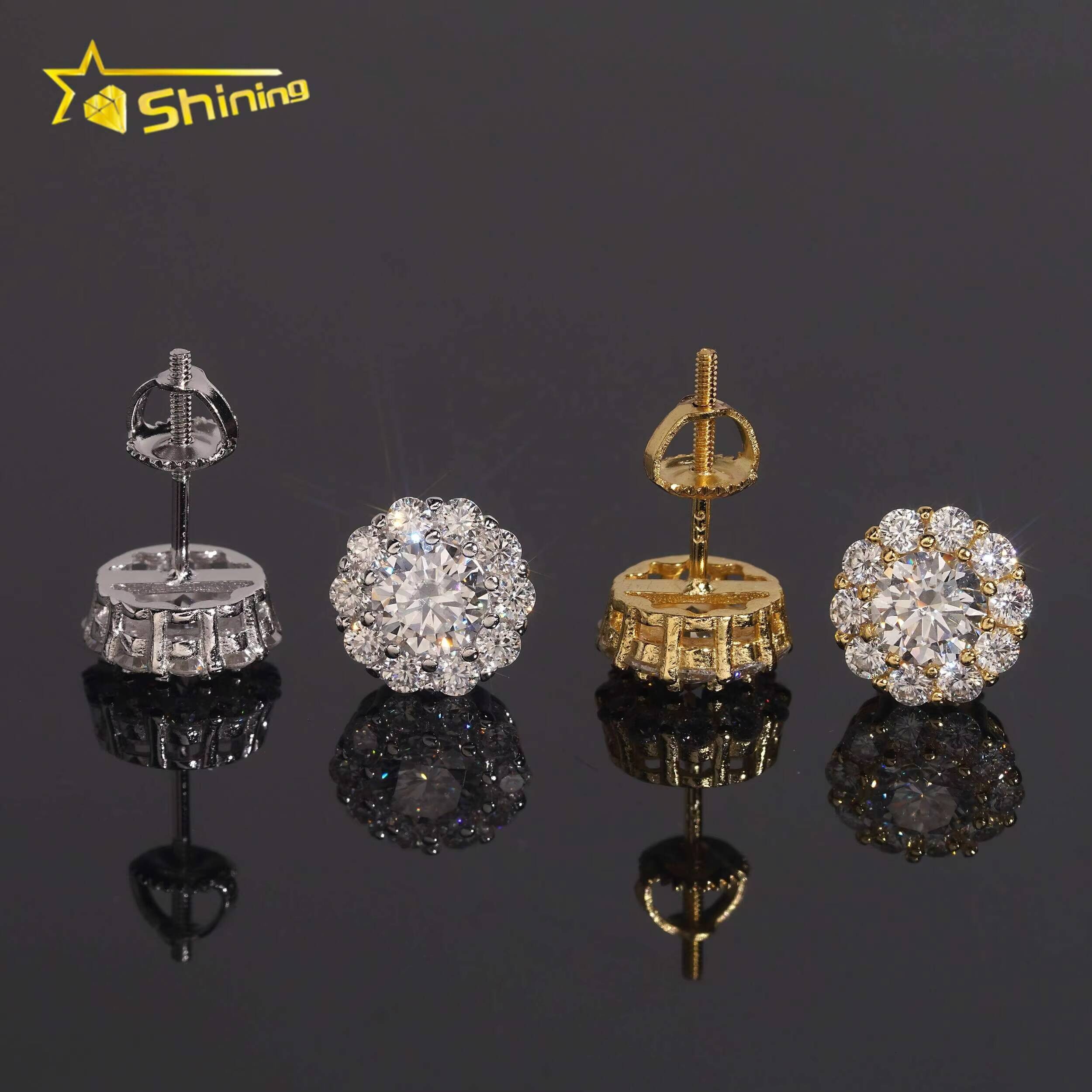 Top Quality 925 Silver Fine Jewelry Iced Out Hip Hop Ready to Ship Men VVS Moissanite Earrings