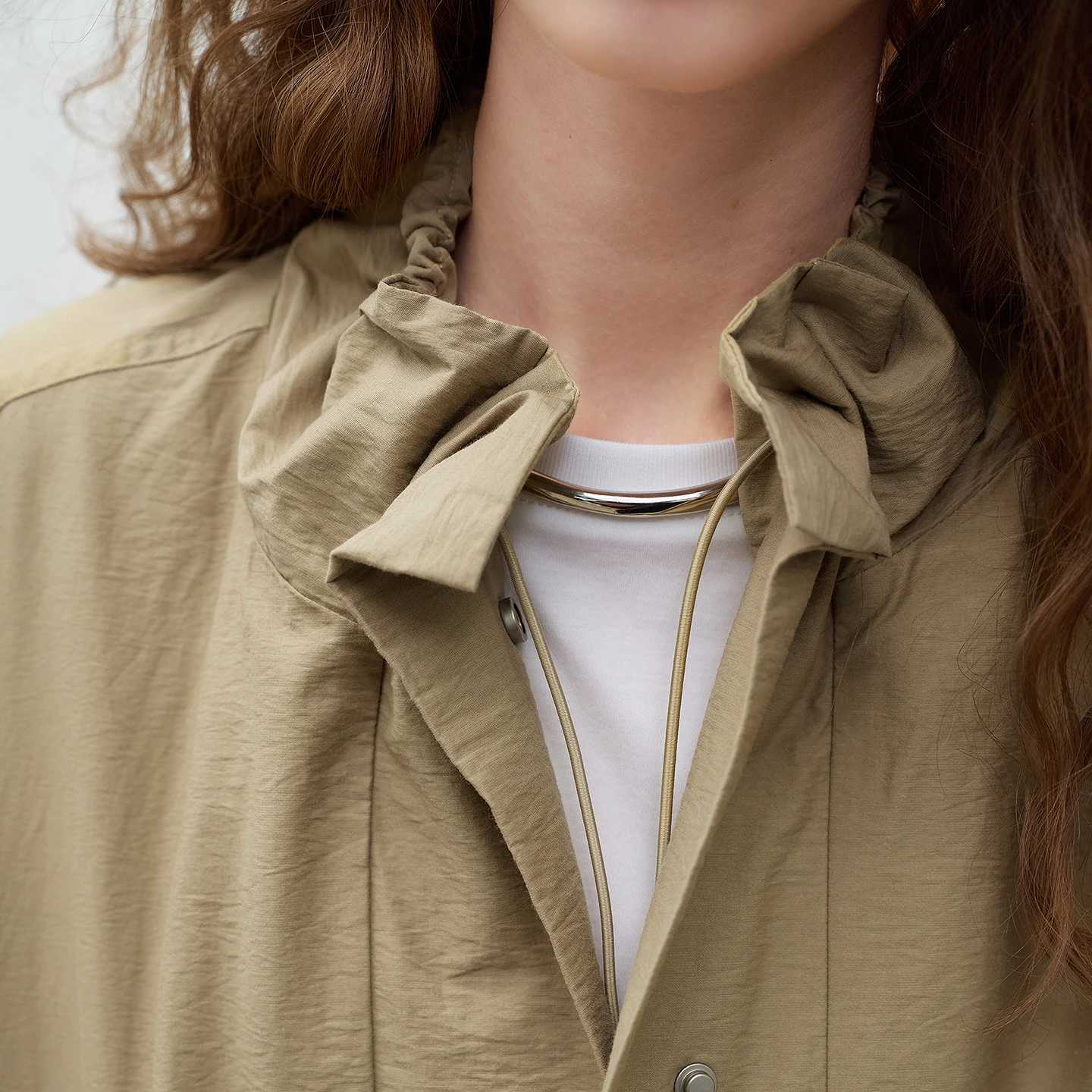 TOYOUTH Womens Wrinkle-Texture Jacket 2026 Spring New Stand-Up Collar Stiff Loose Casual Utility Style CoatT260328