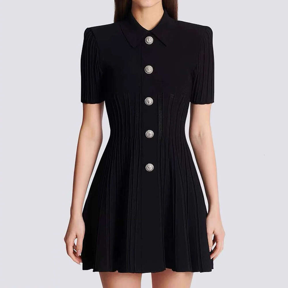 Designer g25 Women's High Quality Dress Summer New Fashion Knitted Collar Slimming A-line Skirt