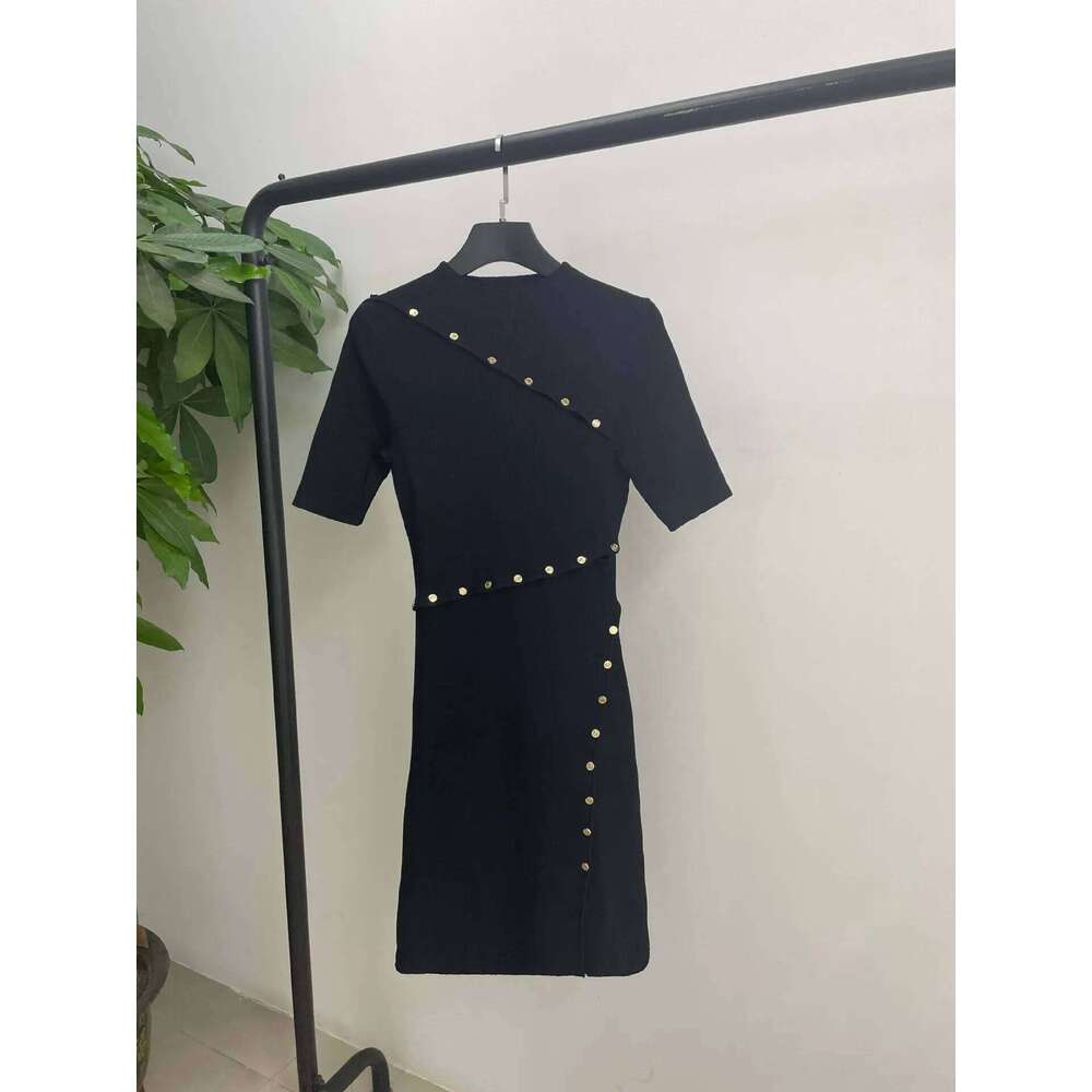 Women Slim A-Line Short Sleeve High Waist Temperament Knitted Mini Dress Mdng260330