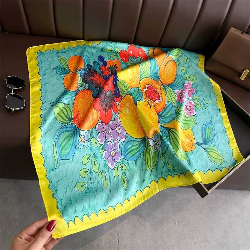 2026 New Lemon Print Silk Square Scarf Wen scarf Soft Satin Kerchief Scarves Fashion Decorate Hijab Fem band X260328