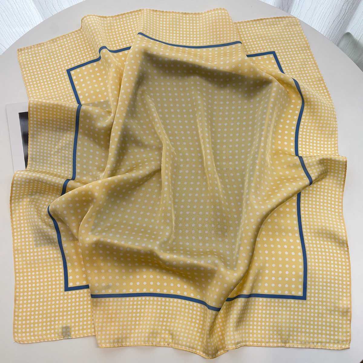 Dot Print Wen Square Scarf Silk Feeling Neckerchief Bandana Lady Spring Shawl Scarves Wrap Kerchief Hair Band Ties X260328