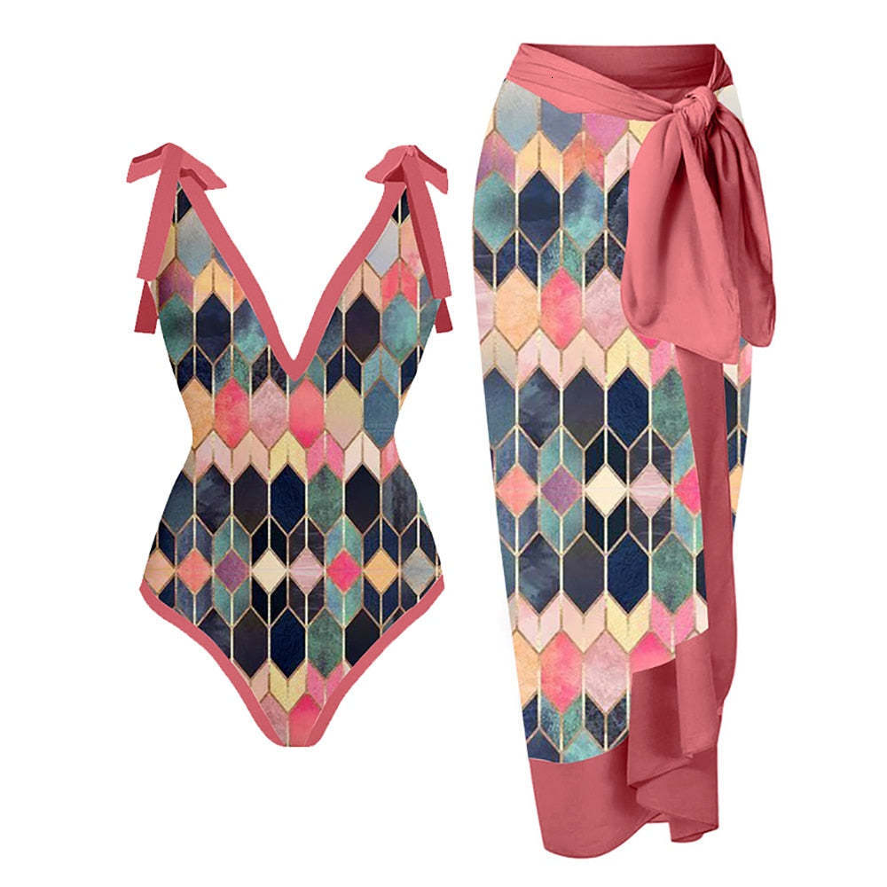 Free Shipping High Value 2026 European and American conservative tummy-concealing slimming vacation beach hot spring swimsuit retro one-piece bikini