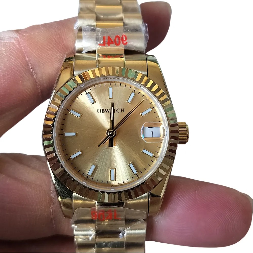 ST9 Automatic Sapphire Glass Yellow Gold 31MM Womens Wristwatches Shining Star Diamond Exquisite Luxury Ladies Watch