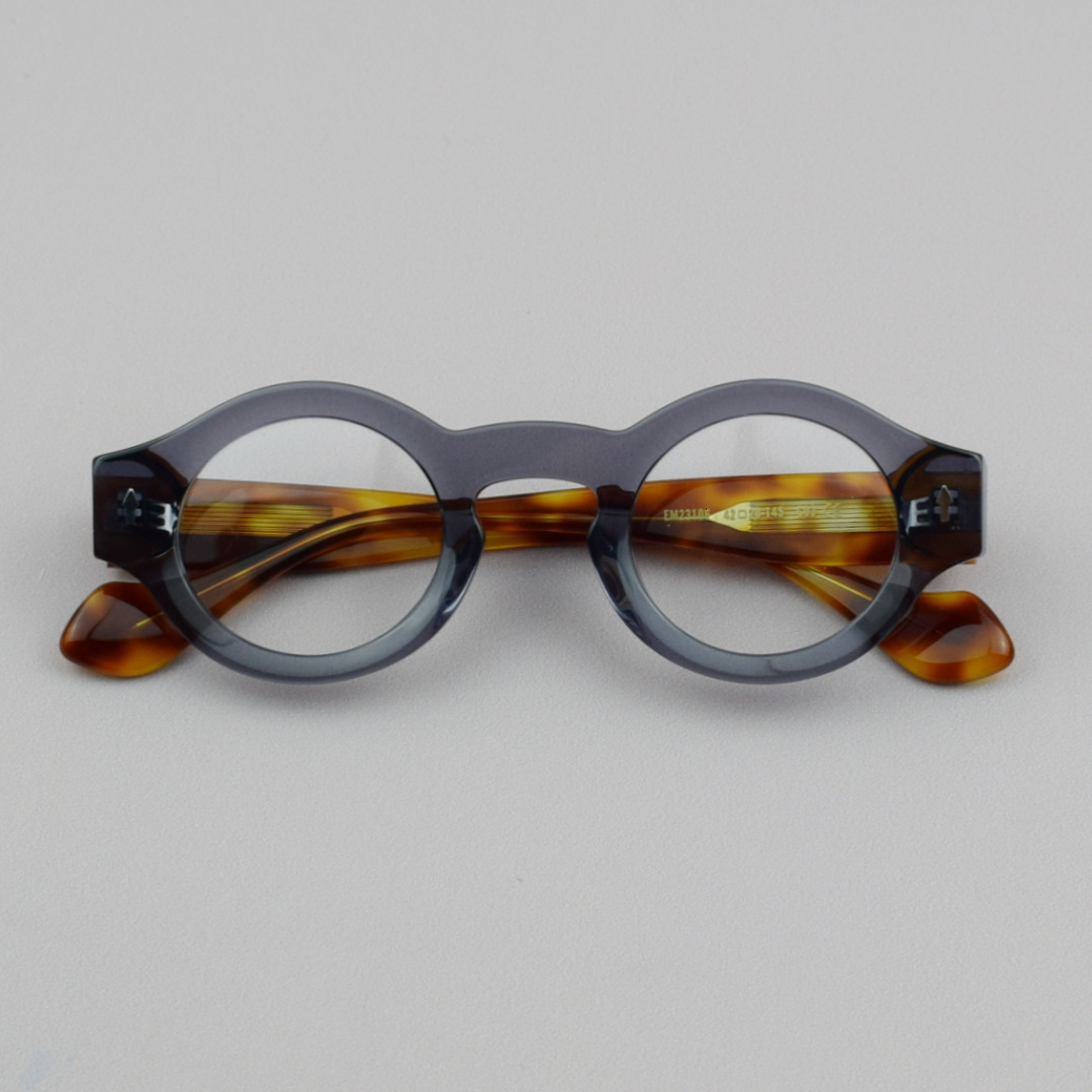 57359 Round Thicken Acetate Spectacle Frame Fashion Rivet Optical Glasses Men Lady Vintage Prescription Eyeglass 240712