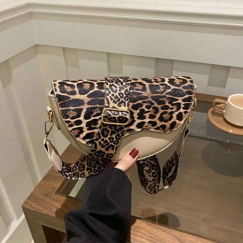 Wide Strap Leopard Print Crossbody Bags Women Fashion Shoulder Bag For Daily Used Versatile Ladies Handbags QIBALIANGPIN
