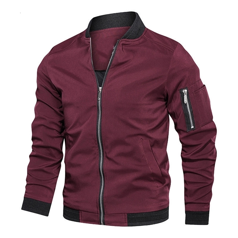 Spring Autumn Mens Bomber Jacket Casual Lightweight Jacket For Men Sports Windbreaker Zip Up Coat with Pockets Clothing 260327