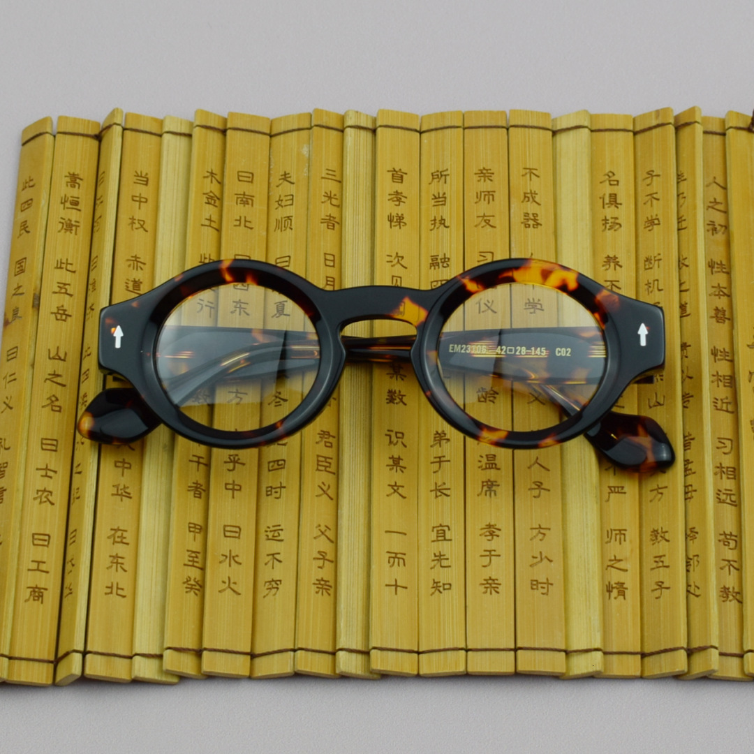 57359 Round Thicken Acetate Spectacle Frame Fashion Rivet Optical Glasses Men Lady Vintage Prescription Eyeglass 240712