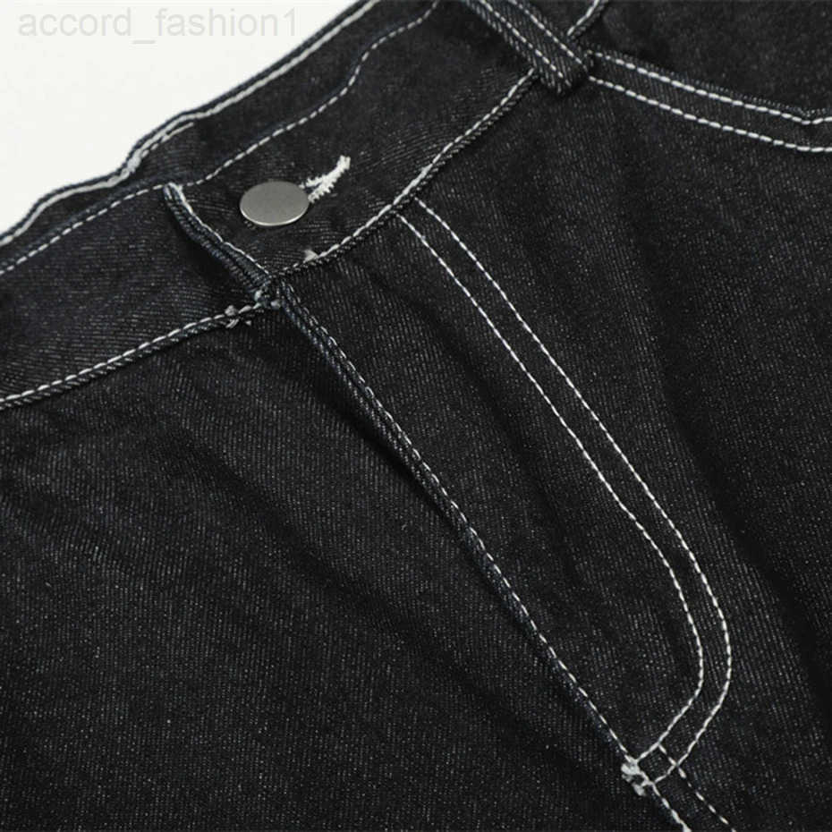 Star Embroidery Denim Shorts Mens Black Loose Wide Leg Jeans Shorts Streetwear Harajuku Hip Hop Shorts H260330