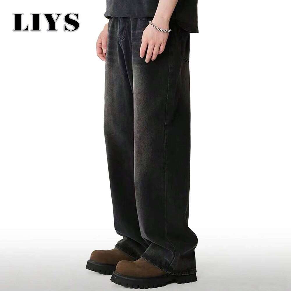 Four Season Men's Korean Version Student Casual Pants High Street Straight Loose Wide Leg Jeans Black Gray Blue Baggy Jean 26Y0330