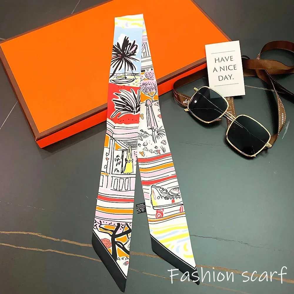 Korean Versatile Chain Tassel High Quality Mberry Silk Twill Silk Ribbon Wrapping and Binding Bag Handle Ribbon Small Scarf X260328