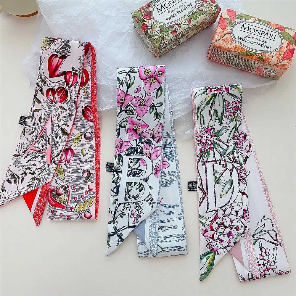 26 Letter Printed b00x6cm Fashion Small Silk Scarf For Wen New Design Brand Scarves Wens Bags Hair Tie Accessories X260328
