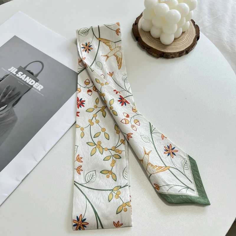 New Long Bag Scarf Wen Hair Band ccessories Print Skinny Scarves band Satin Ribbon Neck Tie Decorative Bag Scarves X260328